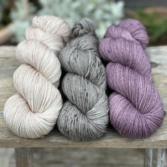 Three colour hand dyed Brimham 4ply weight yarn pack - Thunder Storm