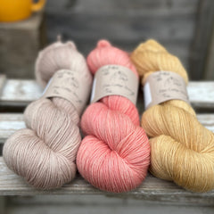 Three colour hand dyed Oakworth 4ply yarn pack - Earthy Florals