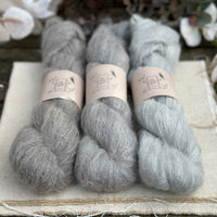 Baby alpaca yarn pack for a fluffy Cloud Cowl - greys