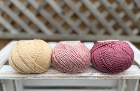 Three colour Milburn 4ply/fingering weight yarn pack - Pinks (150g)