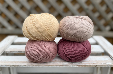 Four colour Milburn 4ply/fingering weight yarn pack - Soft Pinks (200g)