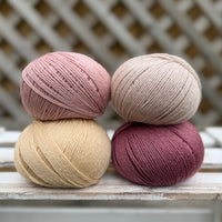 Four colour Milburn 4ply/fingering weight yarn pack - Soft Pinks (200g)
