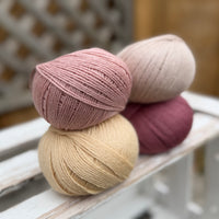 Four colour Milburn 4ply/fingering weight yarn pack - Soft Pinks (200g)