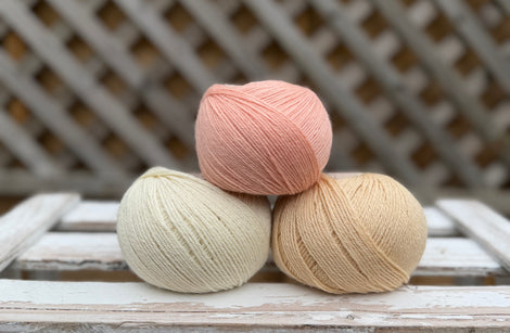 Three colour Milburn 4ply/fingering weight yarn pack - Peachy (150g)