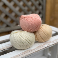 Three colour Milburn 4ply/fingering weight yarn pack - Peachy (150g)