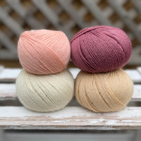 Four colour Milburn 4ply/fingering weight yarn pack - Peachy Pink (200g)