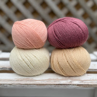 Four colour Milburn 4ply/fingering weight yarn pack - Peachy Pink (200g)