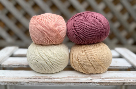 Four colour Milburn 4ply/fingering weight yarn pack - Peachy Pink (200g)