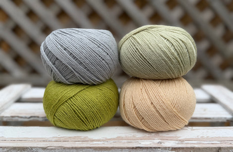 Four colour Milburn 4ply/fingering weight yarn pack - Cool Greens (200g)