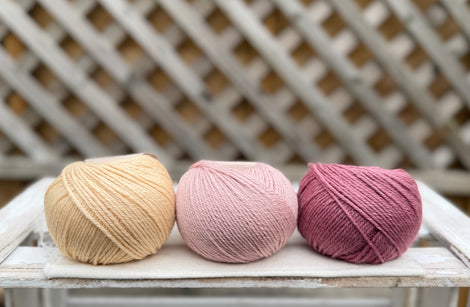 Three colour Milburn DK yarn pack - Pinks (150g)