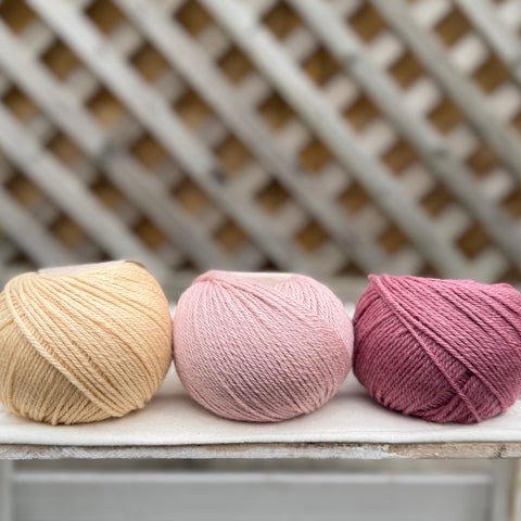 Three colour Milburn DK yarn pack - Pinks (150g)