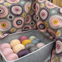 Magic Circles crocheted scarf yarn pack - Buttermilk & Black Tulip