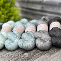 Hand dyed yarn pack for Extra Lite Bright tee - five skeins of sparkly Rosedale 4ply