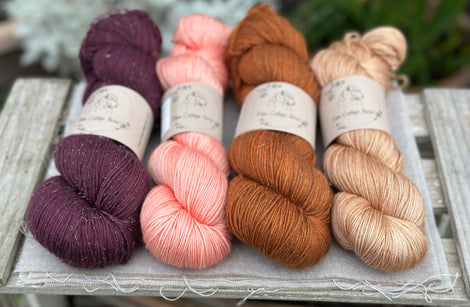 Four colour hand dyed Rosedale/Titus 4ply yarn pack - Sparkly Autumn
