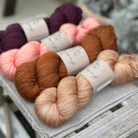 Four colour hand dyed Rosedale/Titus 4ply yarn pack - Sparkly Autumn