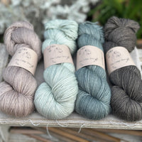 Four colour hand dyed Rosedale 4ply weight yarn pack - Cool Tones