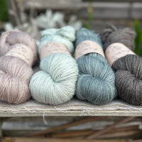 Four colour hand dyed Rosedale 4ply weight yarn pack - Cool Tones