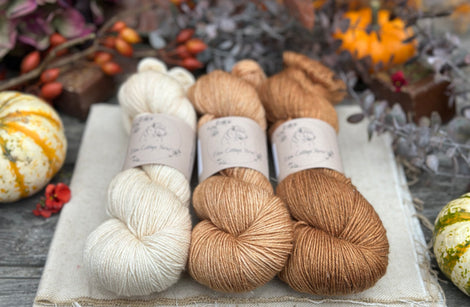 Three colour hand dyed Rosedale 4ply yarn pack - Golds