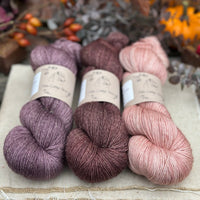 Three colour hand dyed Rosedale 4ply yarn pack - Dusky Pinks