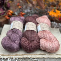 Three colour hand dyed Rosedale 4ply yarn pack - Dusky Pinks