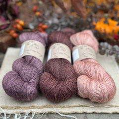 Three colour hand dyed Rosedale 4ply yarn pack - Dusky Pinks