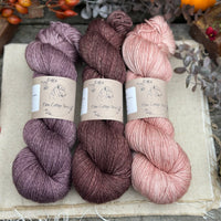 Three colour hand dyed Rosedale 4ply yarn pack - Dusky Pinks