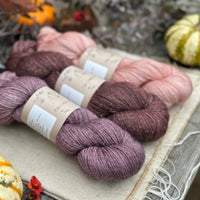 Three colour hand dyed Rosedale 4ply yarn pack - Dusky Pinks