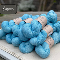 Dyed-to-order sweater quantities - Silverdale 4ply (75% superwash extrafine merino/ 15% nylon/ 10% silver stellina) hand dyed to order