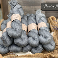 Dyed-to-order sweater quantities - Silverdale 4ply (75% superwash extrafine merino/ 15% nylon/ 10% silver stellina) hand dyed to order