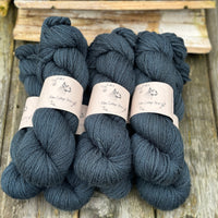 Seven skeins of dark blue yarn