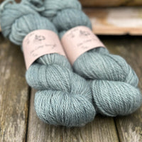 Two skeins of blue green yarn