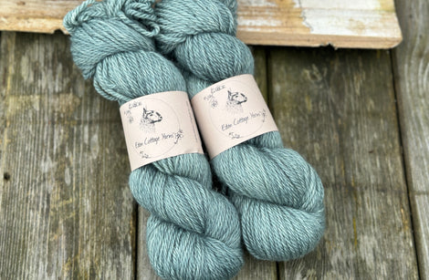 Two skeins of blue green yarn