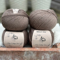 Balls of brown yarn