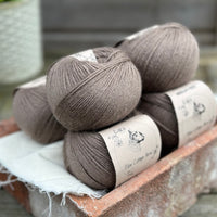 Balls of brown yarn