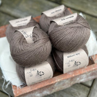 Balls of brown yarn