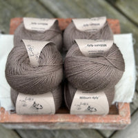 Balls of brown yarn