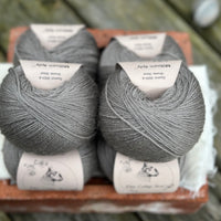 Balls of grey yarn