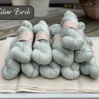 Dyed-to-order sweater quantities - Silverdale 4ply (75% superwash extrafine merino/ 15% nylon/ 10% silver stellina) hand dyed to order