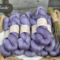 Dyed-to-order sweater quantities - Silverdale 4ply (75% superwash extrafine merino/ 15% nylon/ 10% silver stellina) hand dyed to order