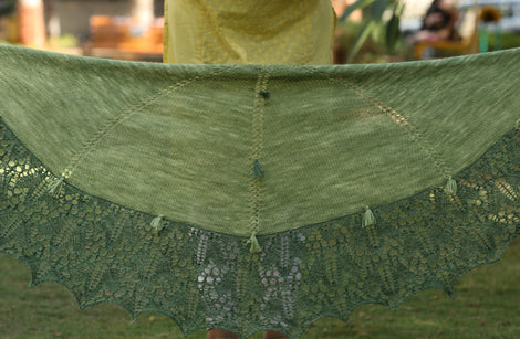 Echoing Green by Jayalakshmi: knitted shawl add-on kit